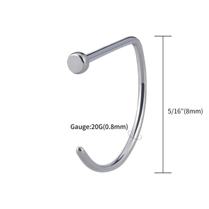 5PCS 20G Titanium Open D Shape Nose Ring Hoop
