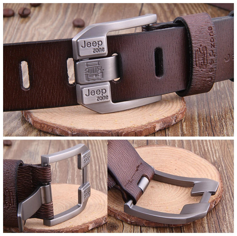 Genuine Leather Men's Belt - Metal Buckle