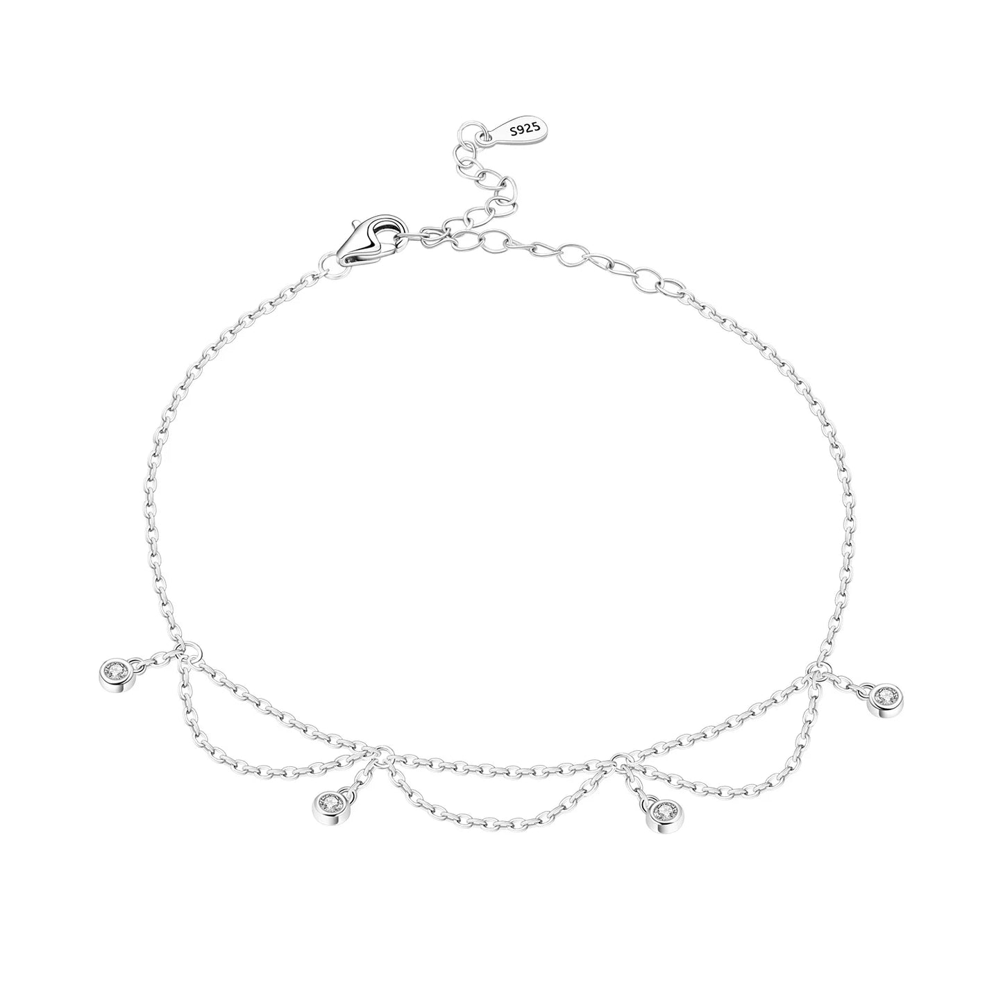 Fußkettchen aus Sterlingsilber mit Farbstempel und Quaste für Damen