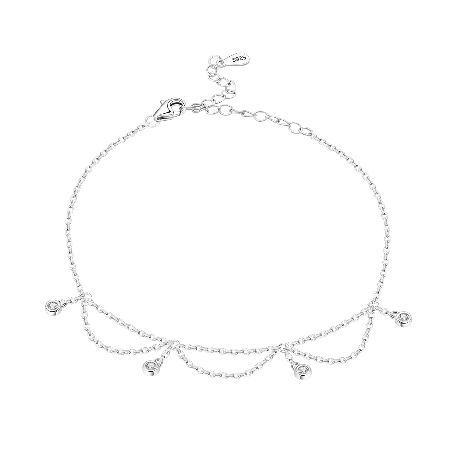 Fußkettchen aus Sterlingsilber mit Farbstempel und Quaste für Damen