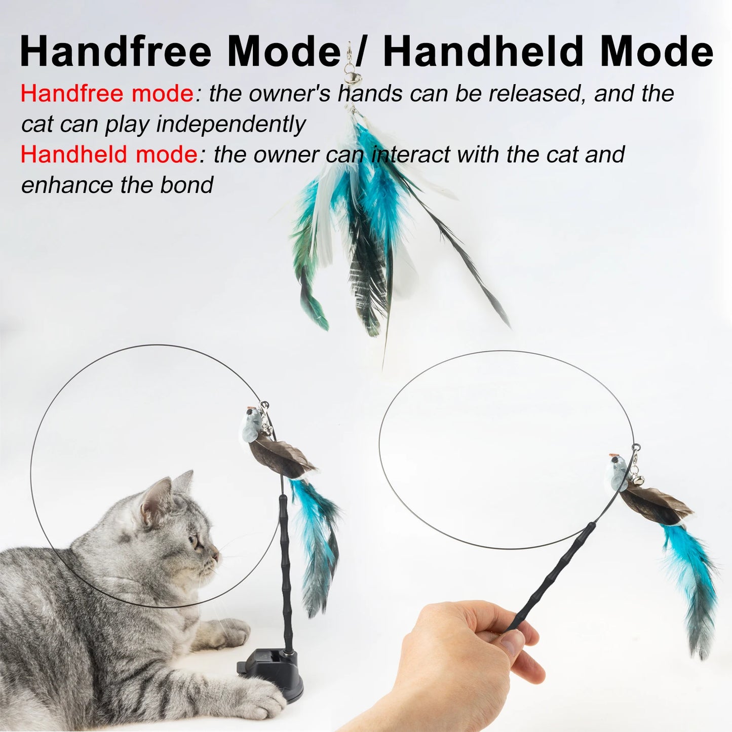 Baguette de chat en plumes avec ventouse à cloche, jouets interactifs pour l'exercice des chats