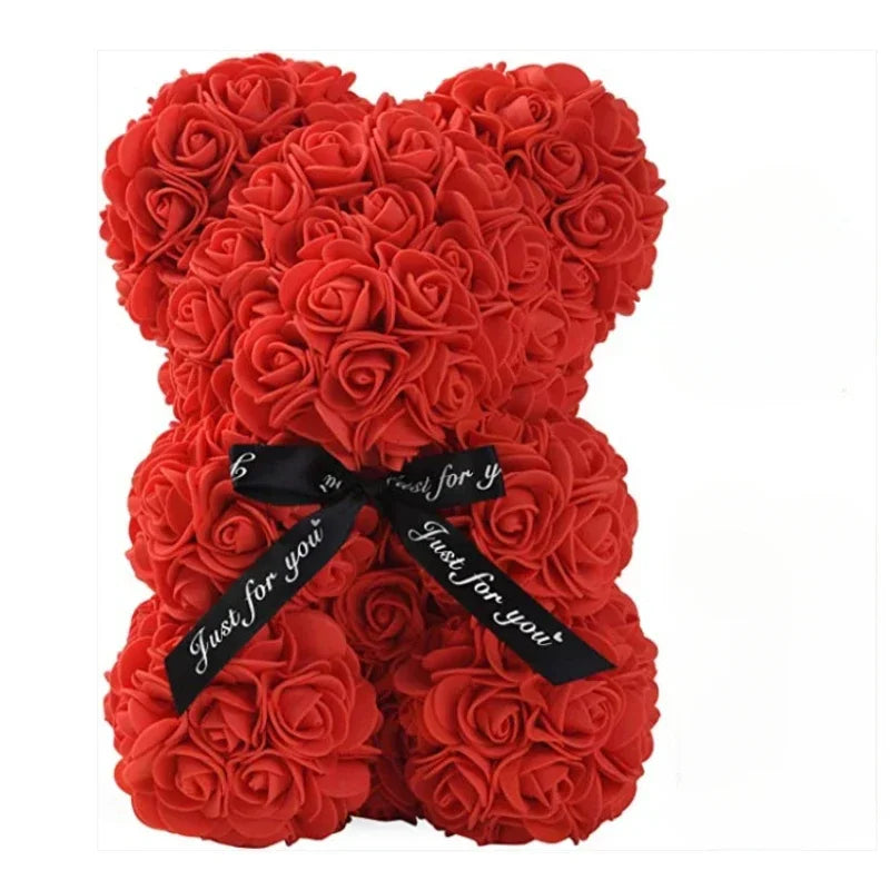 Artificial Eternal Rose Teddy Bear – Handmade Foam Flower Bear