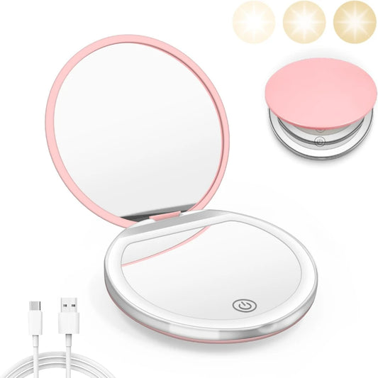 Miroir LED compact avec grossissement 1X/3X et câble USB