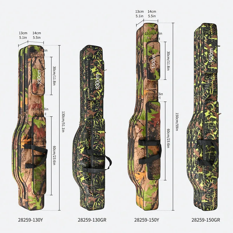 1,3 m/1,5 m faltbare doppellagige Angeltasche – Aufbewahrungsset für Angelruten im Freien