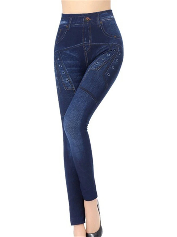 Women's Gym Leggins High Waist Elastic Butterfly Pritned Pencil Jeans