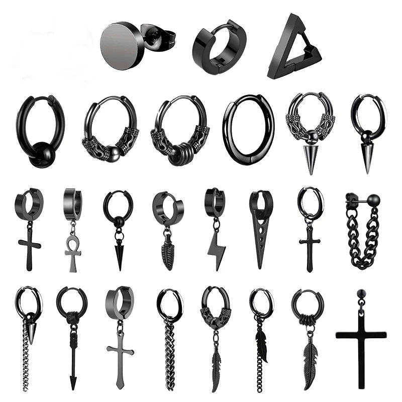 Gothic Cross Stainless Steel Stud Earrings
