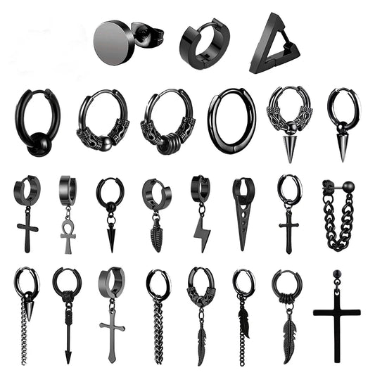 Gothic Cross Stainless Steel Stud Earrings