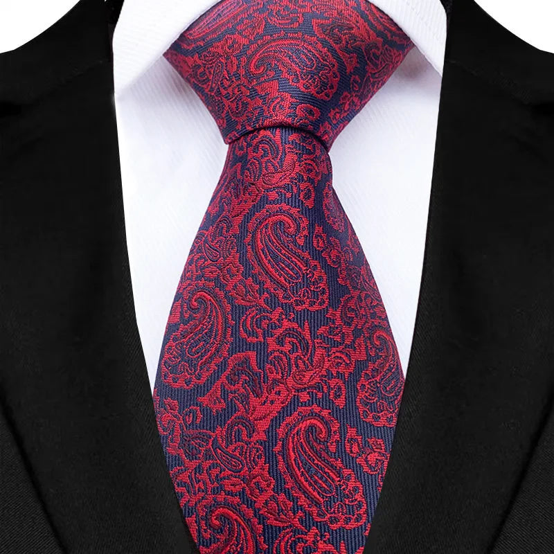 Men's Burgundy Plaid Silk Wedding Tie Set