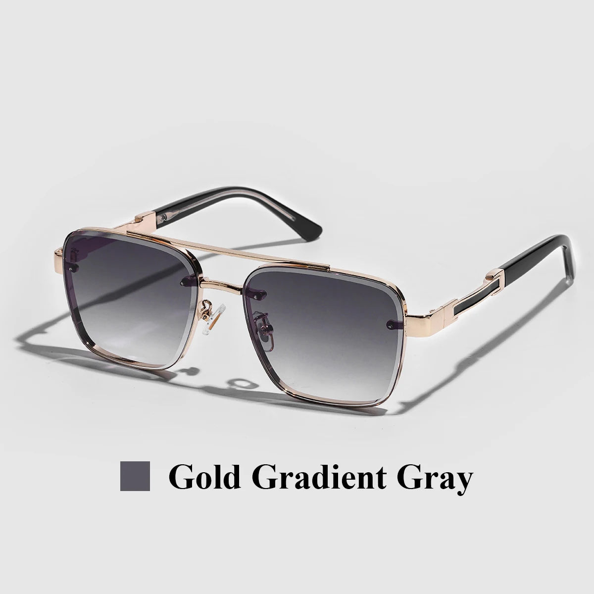 Men's Square Metal Frame Gradient Sunglasses