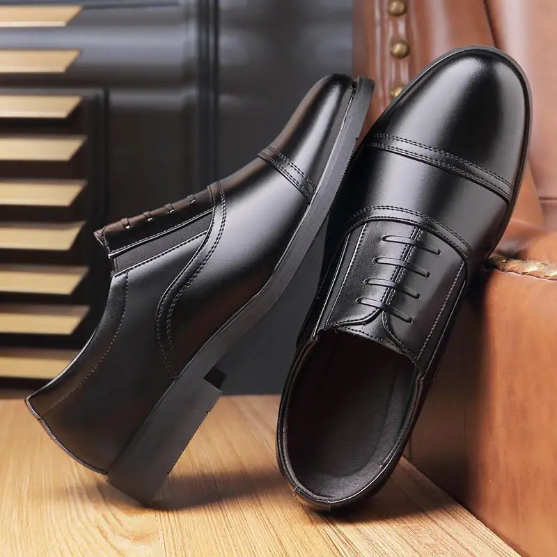 Men’s Genuine Leather Slip-On Dress Shoes – Lightweight Business Formal Oxford