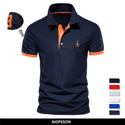 Cotton Polo Shirts for Men Casual Solid Color Slim Fit