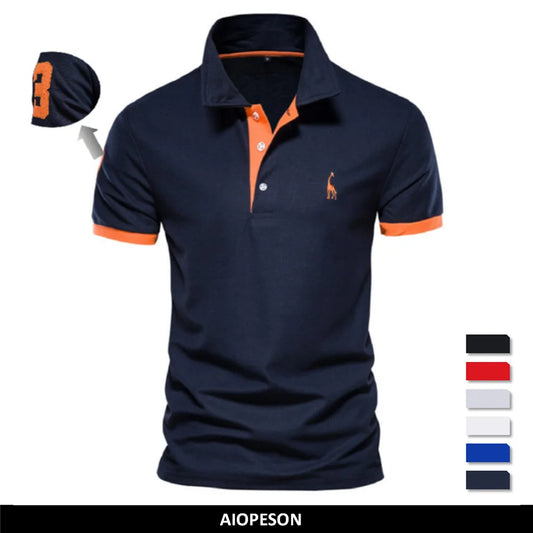 Polos en coton pour hommes, décontractés, couleur unie, coupe slim