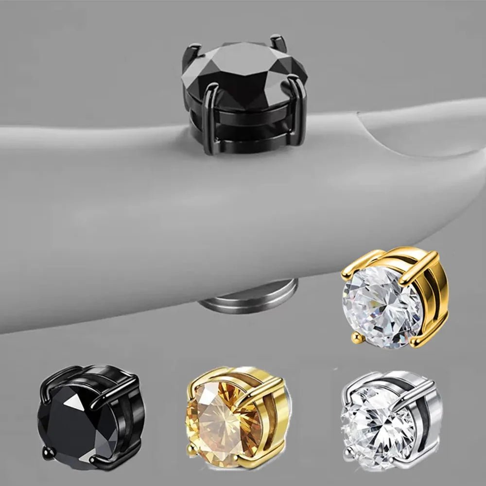 Fashion Crystal Magnetic Clip-On Non-Piercing Earrings