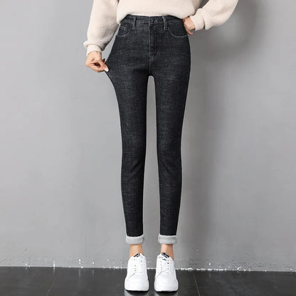 Damen-Jeans mit Stretch-Taille und dickem Bleistift