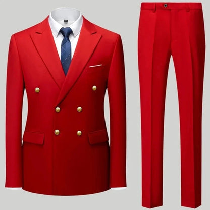 Men Classical Korean Style 2 Pcs Suit Set