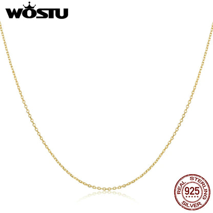 Sterling Silver Plated Gold Simple Clasp Chain Necklace