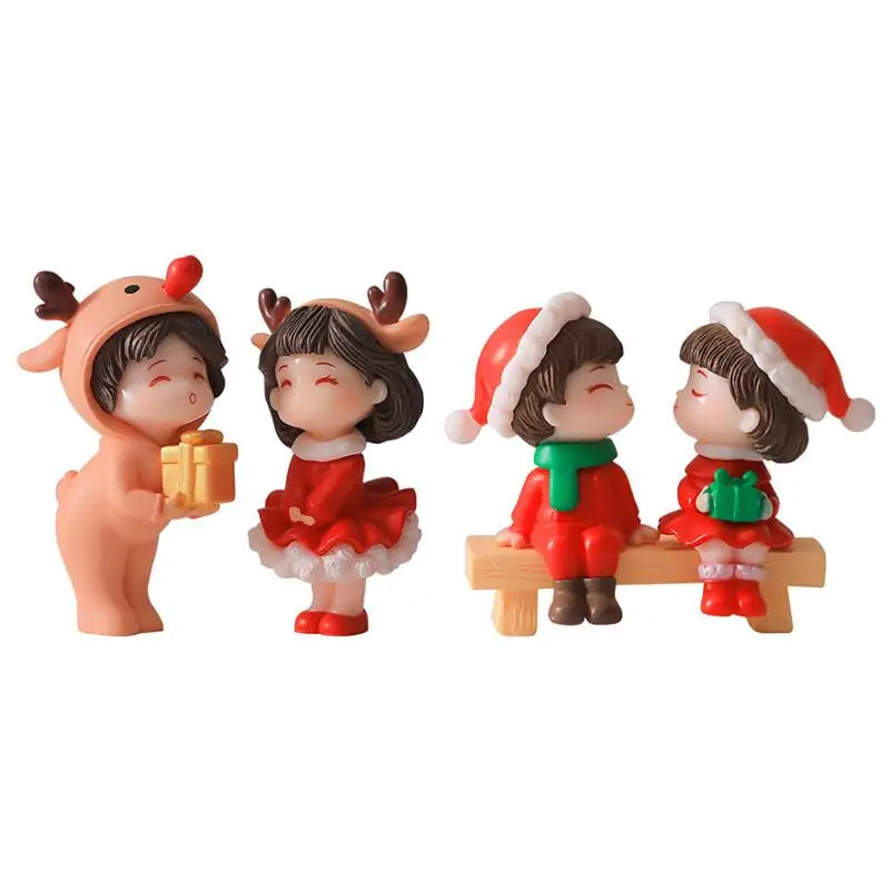 Mini figurines de couple de Noël pour décoration de jardin