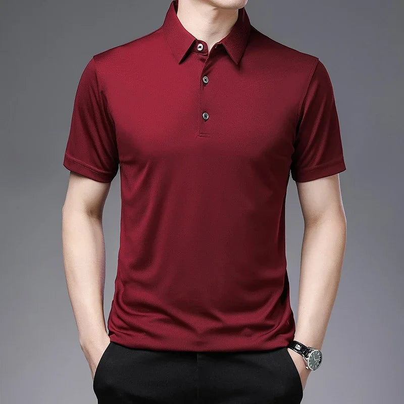 Polo décontracté de couleur unie pour homme