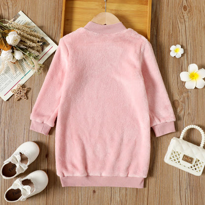 Rosa Sweatshirt-Kleid mit langen Ärmeln für Mädchen