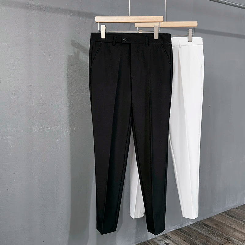 Pantalon de costume pour homme, coupe ajustée, décontracté, printemps-automne