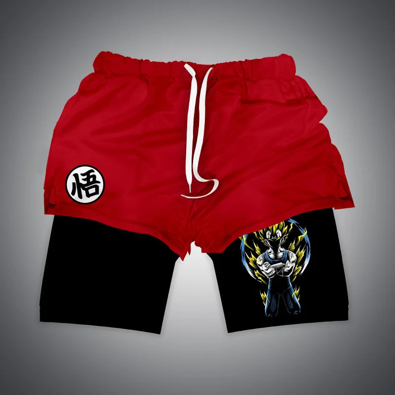 Gym-Shorts mit Dragon Ball &amp; One Piece-Anime-Print