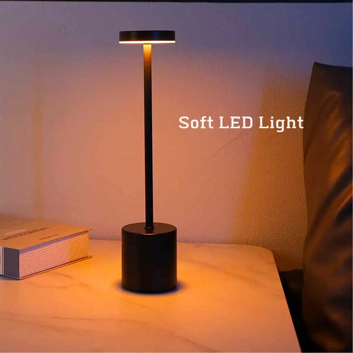 Lampe de table tactile LED en métal - rechargeable