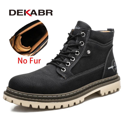 Men’s Warm Fur Lined Boots –  Wear-Resistant Comfort Retro Winter Shoes