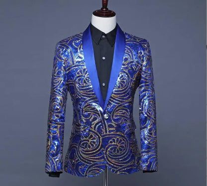 Flacher, heißer, mit Gold besetzter Herrenanzug aus Samt, 2-teiliges Set – Hochzeitsbankettkleid mit Hose