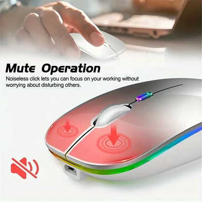 Rechargeable RGB Ergonomic Silent Click Mouse - Wireless Mice Mouse