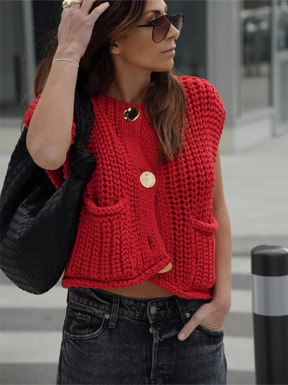 Korean Fashion Loose Crop Sweater Vest