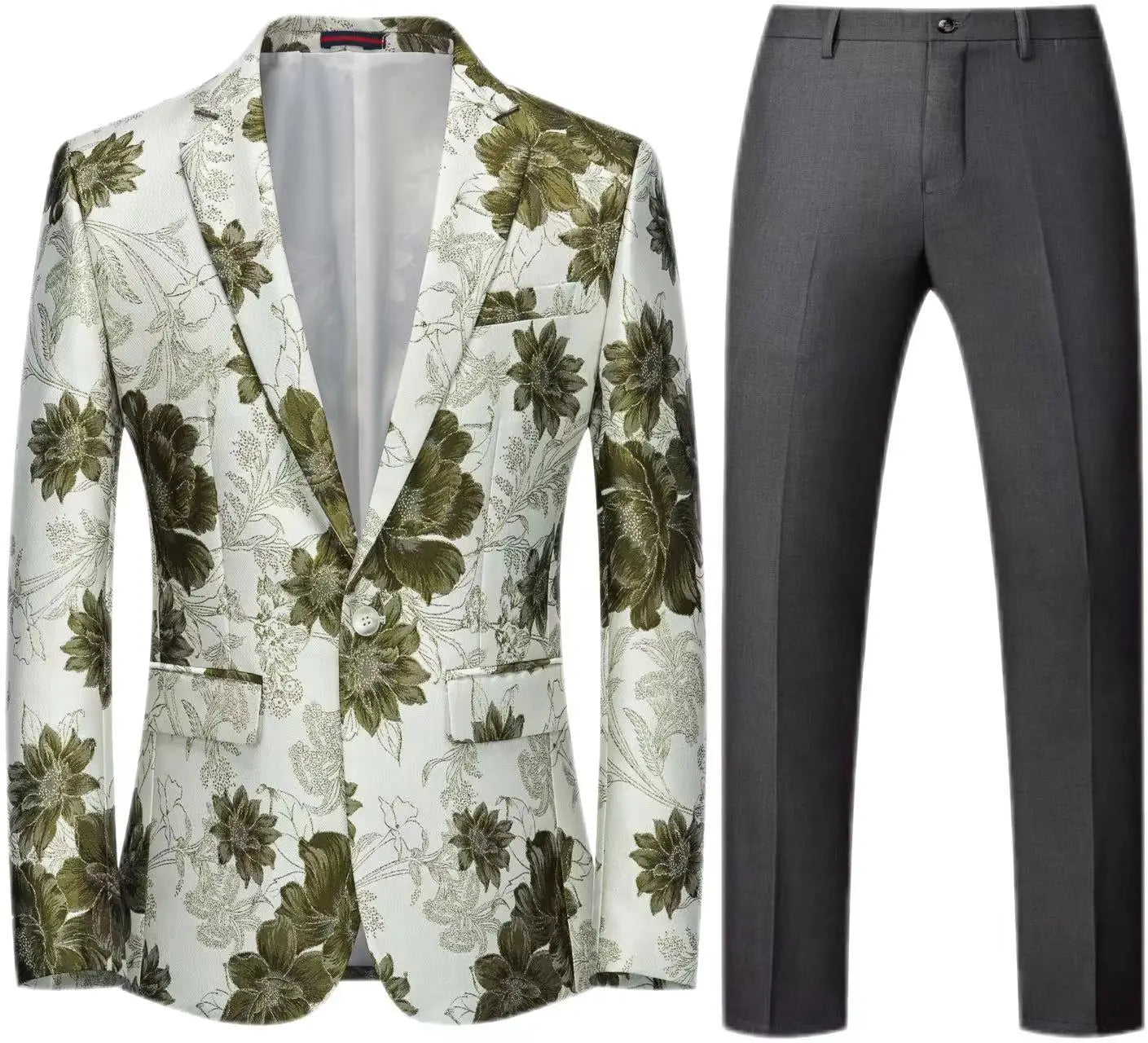 Orange Flower Pattern 2-Piece Suit for Men