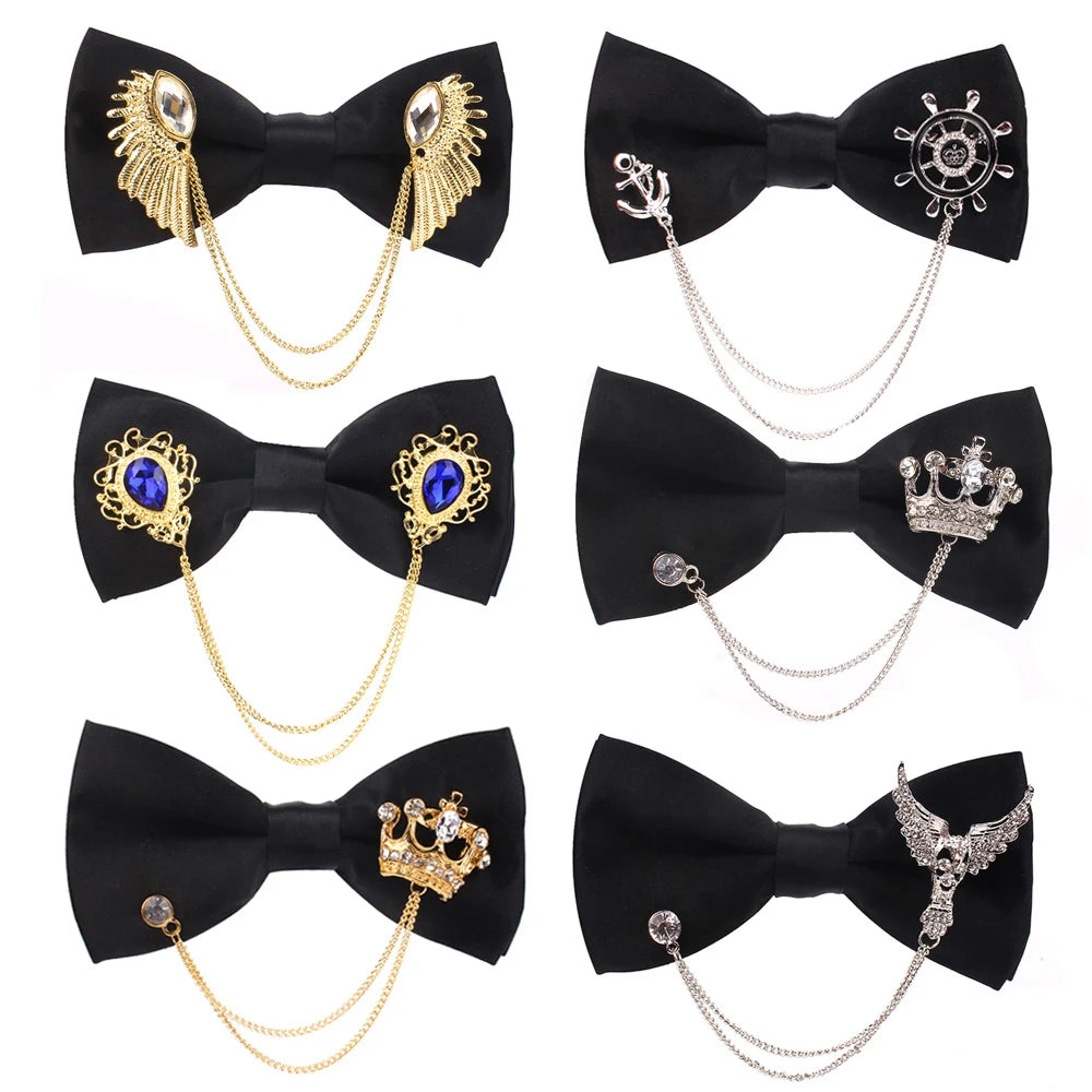 Black Metal Decorated Bowtie for Men