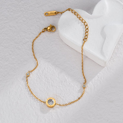 Heart-Shaped Zircon Stainless Steel Bracelet for Women