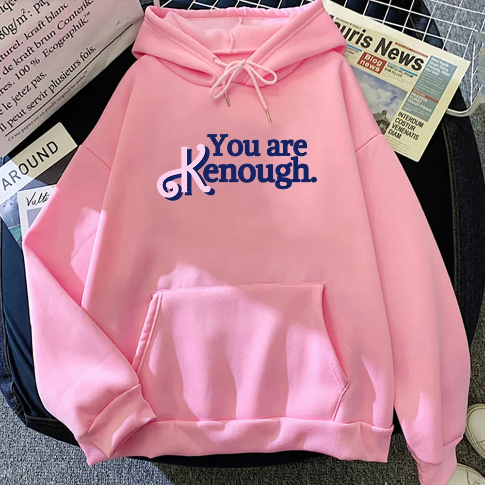 Kenough Letter Print Pink Long Sleeve Hoodies