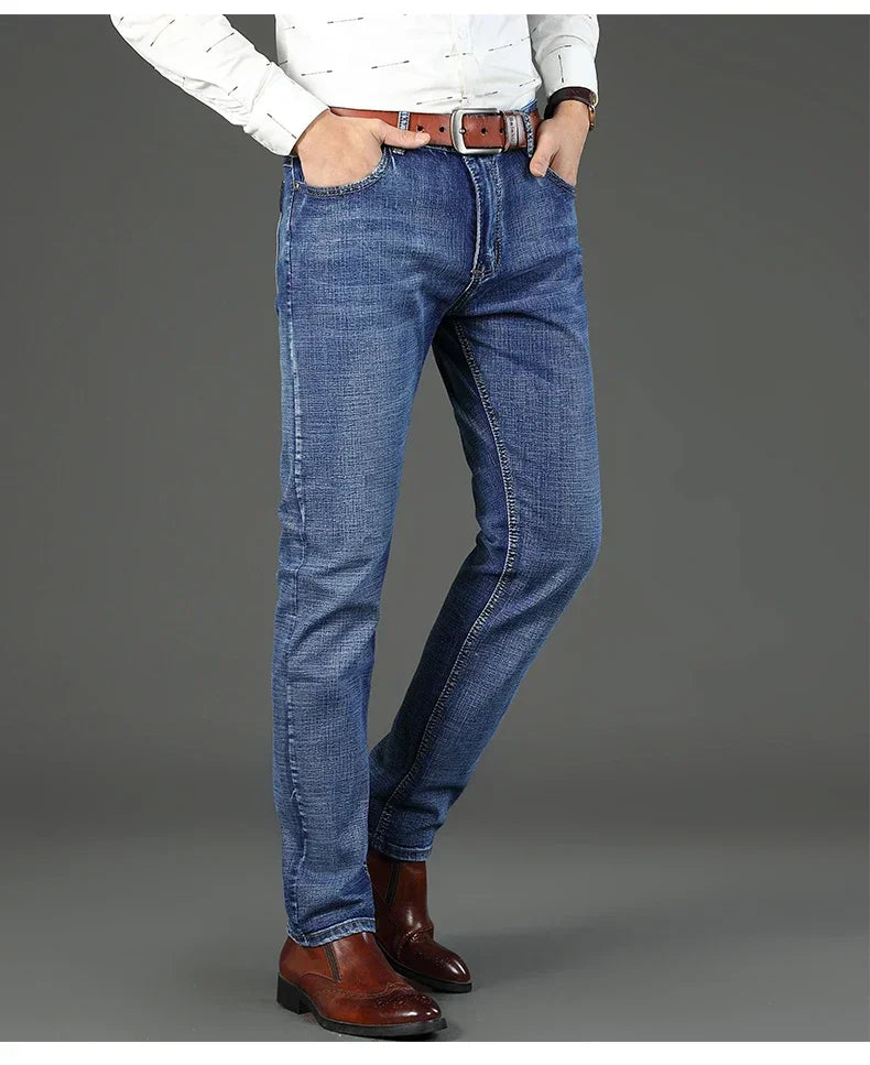 Men's Smart Straight Regular Blue Stretch Denim Jeans