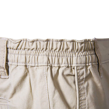 High-Quality Elastic Waist Men's Cotton Solid Beach Shorts