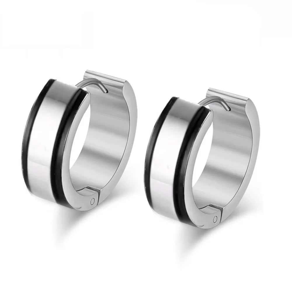 Petites boucles d'oreilles créoles en acier inoxydable pour hommes
