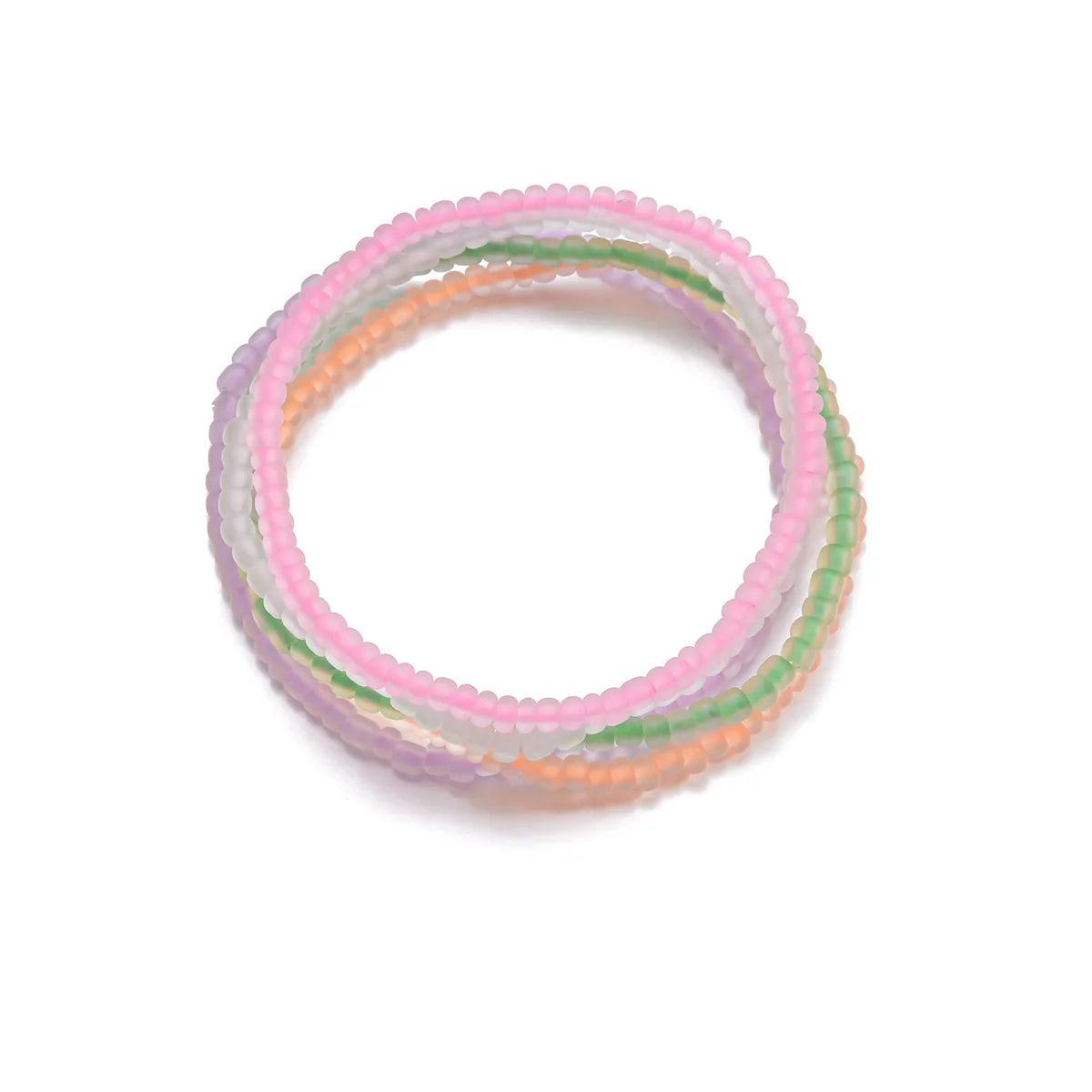 Leuchtendes Regenbogen-Fußkettchen-Set aus Acryl-Reisperlen für Damen – Elastisches, farbenfrohes Fußkettchen