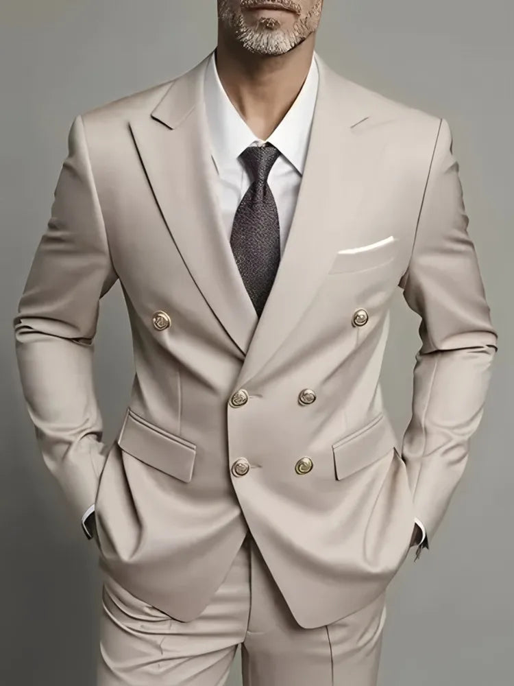 Men Classical Korean Style 2 Pcs Suit Set