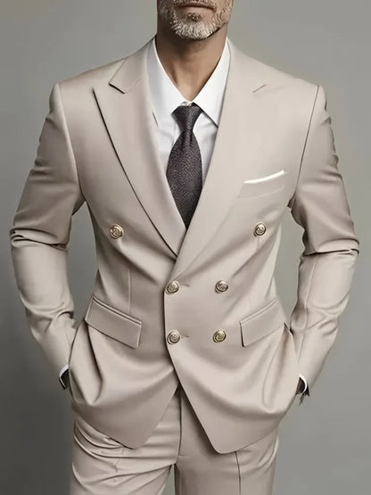 Men Classical Korean Style 2 Pcs Suit Set
