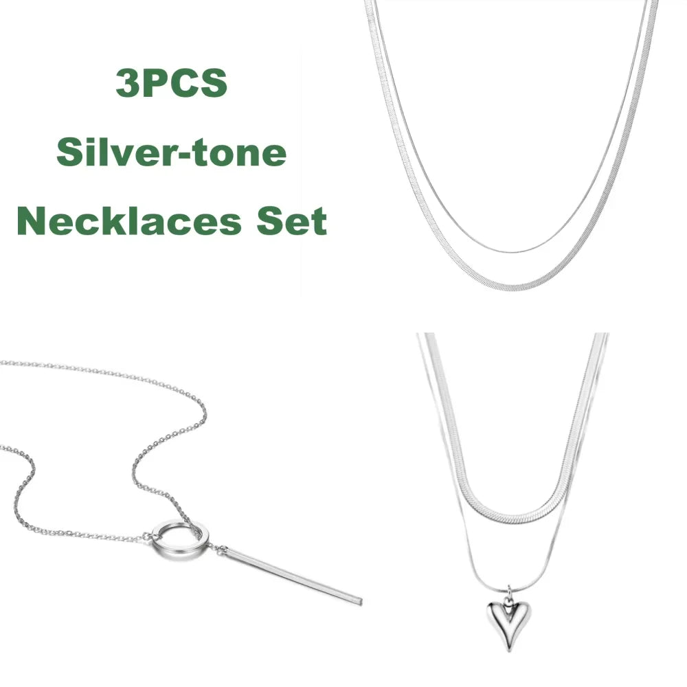 Women's Stainless Steel Pendant Drop Chain Necklace