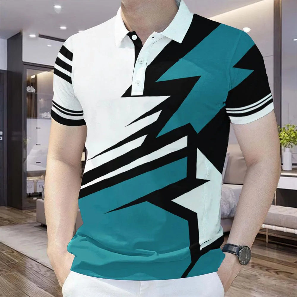 Men's Summer Colorful 3D Printed Polo Shirt
