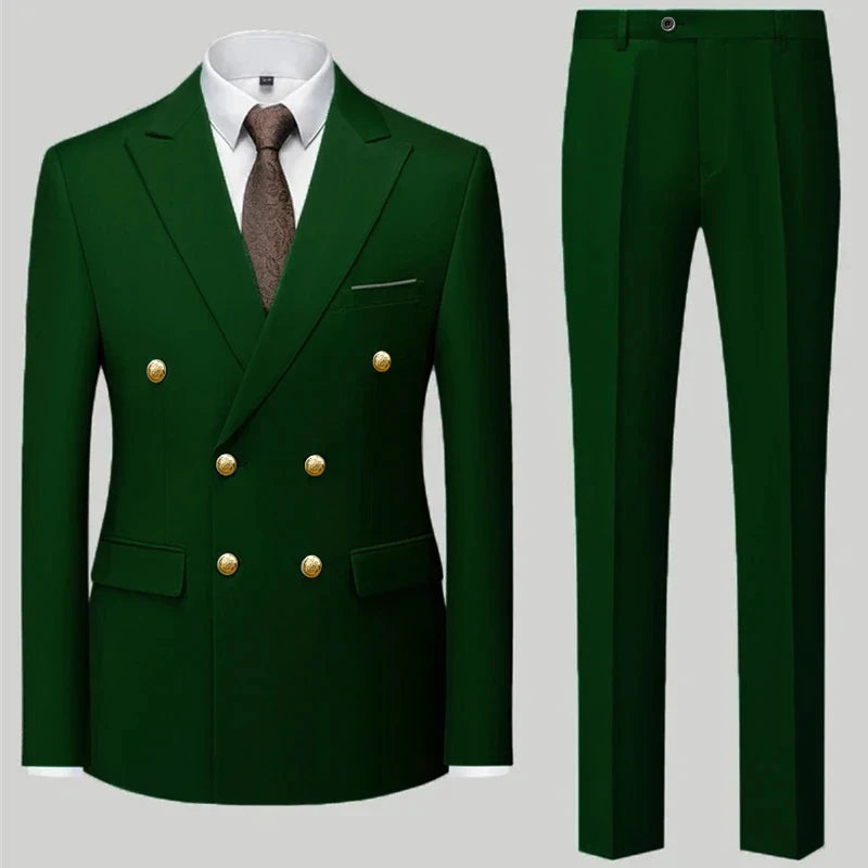 Men Classical Korean Style 2 Pcs Suit Set