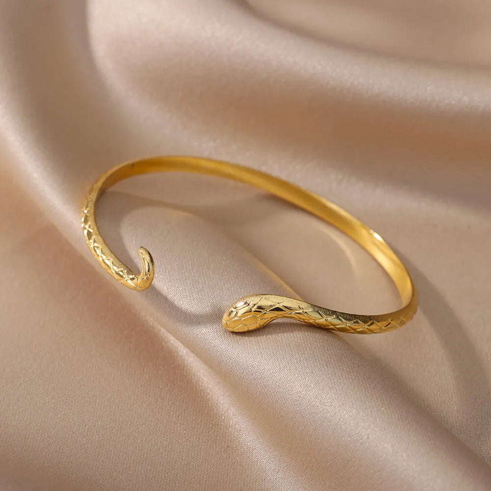 Gold-Plated Stainless Steel Cuff Bracelet for Women