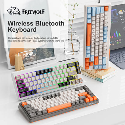 Kabellose mechanische Tastatur, Bluetooth, Dualmodus, Hot-Swap-fähig, Mini, 68 Tasten, roter Schalter, für PC, PS4, Xbox, iPhone, iPad