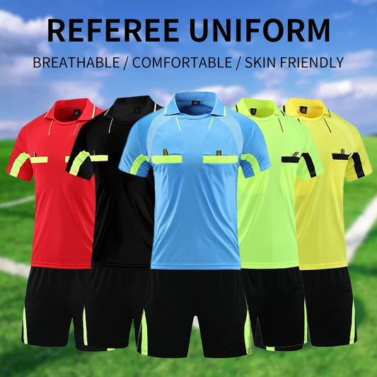 Men's Lightweight Turn Down Collar Soccer Referee Kit