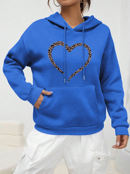 Women's Loose Heart Print Hip Hop Hoodie