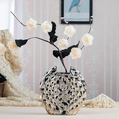 White/silver Arrangement Flower Art Vases - Wedding Home Decoration
