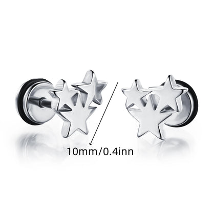 Boucles d'oreilles gothiques punk en acier inoxydable pour hommes et femmes – Petit squelette à géométrie rocheuse avec zircon