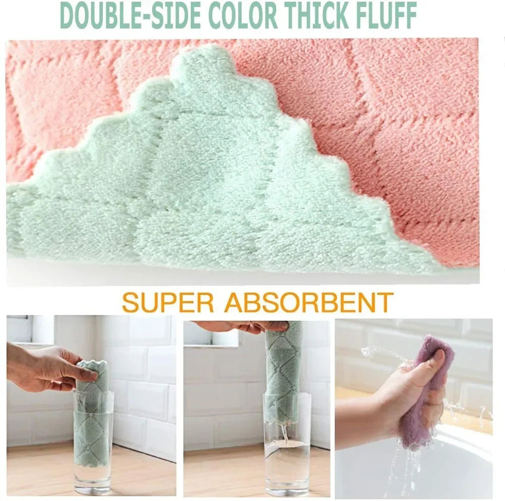 Fast-Drying Coral Velvet Kitchen Towels